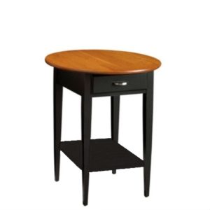 Saxony: Round End Table With Drawer & Shelf